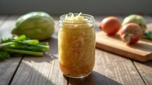 Homemade Sauerkraut in a Mason Jar