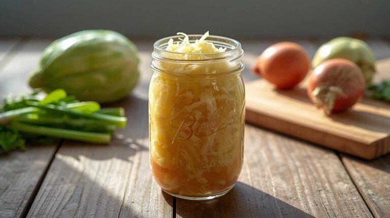 Homemade Sauerkraut in a Mason Jar